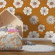 thumbnail image 1 of 1 Roll, Orange Big Flower Print Thick Moisture-proof Wall Sticker, Waterproof Self-adhesive Home Decoration Wallpaper, Creative Floral Pattern Wall Adhesive Roll For Home Decor, Room Decor, 1 of 4