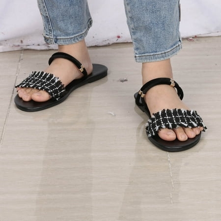 

Fjofpr Women Shoes Clearance Large Size Cloth Flat Bottom One New Satin Floral Cloth Two-wear Sandals And Slippers