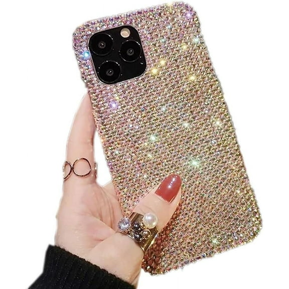 Compatible with iPhone 13 Pro Max Case Luxury Bling Rhinestone Glitter Phone Case for Women Girls Rhinestone Diamond Cute Pretty Luxury Fashion Gems Bumper Case Cover for iPhone 13 Pro Max 6.7 Inch