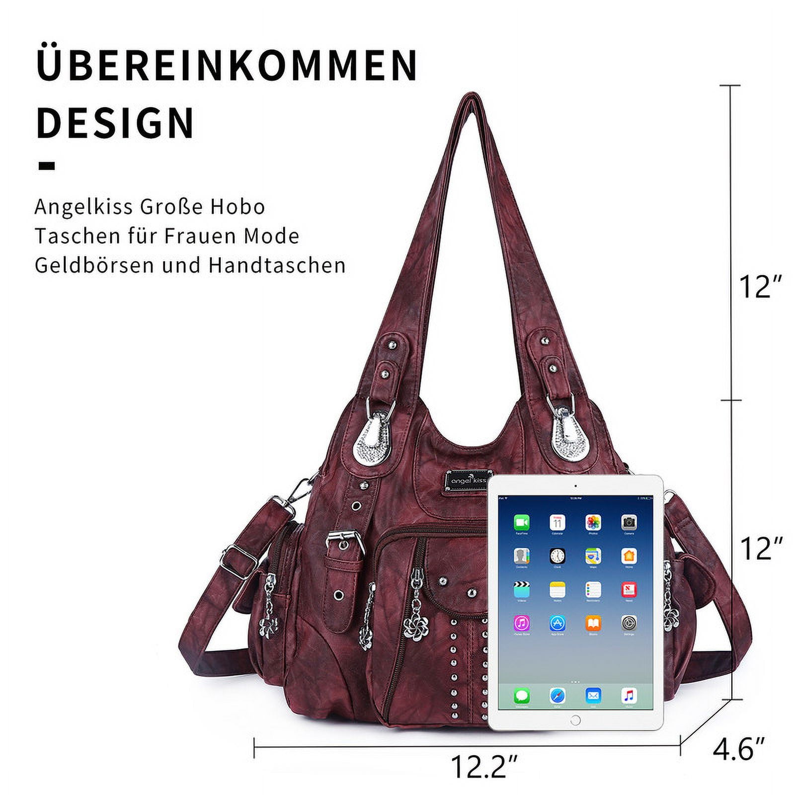 Angel Kiss for Women Large capacity Vegan Leather wallet and Handbags Crossbody Purses Multi pocket shoulder bag