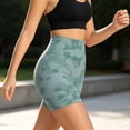 thumbnail image 3 of Seamless Camo Scrunch Workout Biker Shorts for Women Tummy Control High Waisted Athletic Gym Running Yoga Short,Light Green M, 3 of 6
