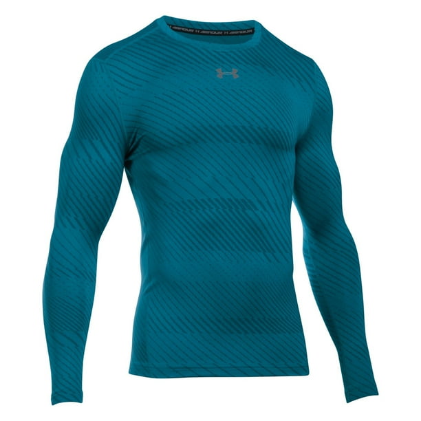 Under Armour Playera básica de compresión Jacquard para hombre, azul, pequeña Under Armour Camiseta básica