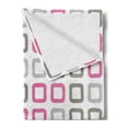 thumbnail image 2 of Geometric Soft Flannel Fleece Throw Blanket, Square Frames in Vintage Colors Geometric Pale Toned Illustration, Cozy Plush for Indoor and Outdoor Use, 70" x 90", Pink White Grey, by Ambesonne, 2 of 5