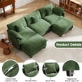 thumbnail image 4 of BedLuxury 111.5’’ Modular Sectional Sofa with Movable Ottomans, U Shaped Cloud Couch for Living Room, 3-Seat, Green, 4 of 10