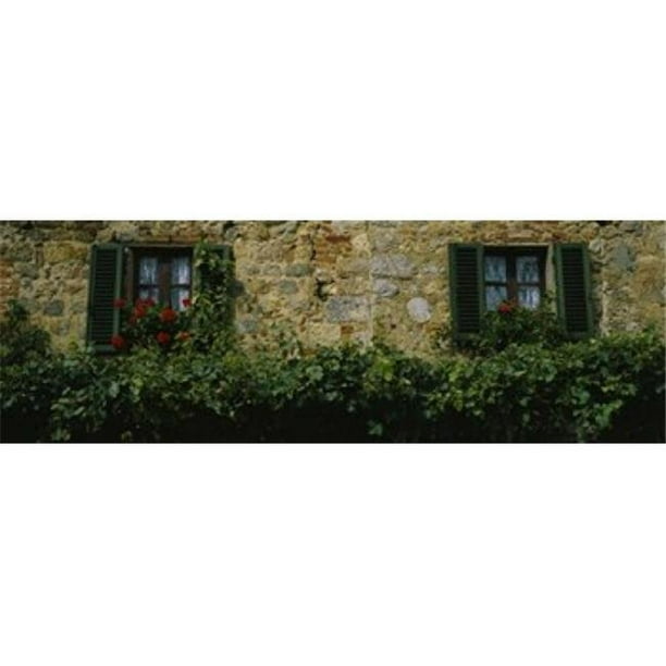 Fleurs sur une Fenêtre Toscane Italie Affiche Impression par - 36 x 12