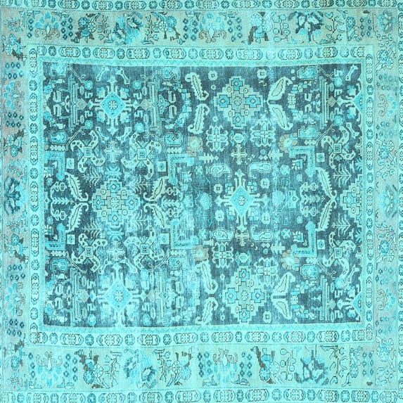 Ahgly Company Indoor Square Persian Light Blue Traditional Area Rugs, 5' Square