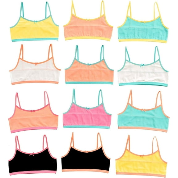Alyce Intimates Girls Cotton Cropped Cami Training Bra, Pack of 12 (Little Girls & Big Girls)