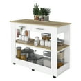 thumbnail image 3 of Cterwk Kitchen Island with 2 Open Shelves and 2 Drawer, Wood Top Kitchen Cart with Wheels and Drawer, White + Light Brown, 3 of 7