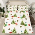 thumbnail image 2 of Homewish Green Xmas Tree Twin Sheet Sets for Child, Kawaii Farm Duck Animal Twin Fitted Sheet, Santa Claus Gifts Flat Sheet, Lightweight Room Decor, 3pcs, 2 of 7