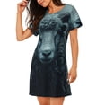 thumbnail image 2 of Balery Moody Ram Portrait Camisón de manga corta con cuello redondo para mujer, cómodo y elegante., 2 of 6