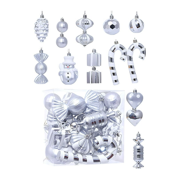 Ornements de Sapin de Noël, 2 Packs 16 Pcs Boules de Noël Boules Colorées Décorations de Sapin de Noël Pendentifs, Décorations de Sapin de Noël, Support de Sapin de Noël