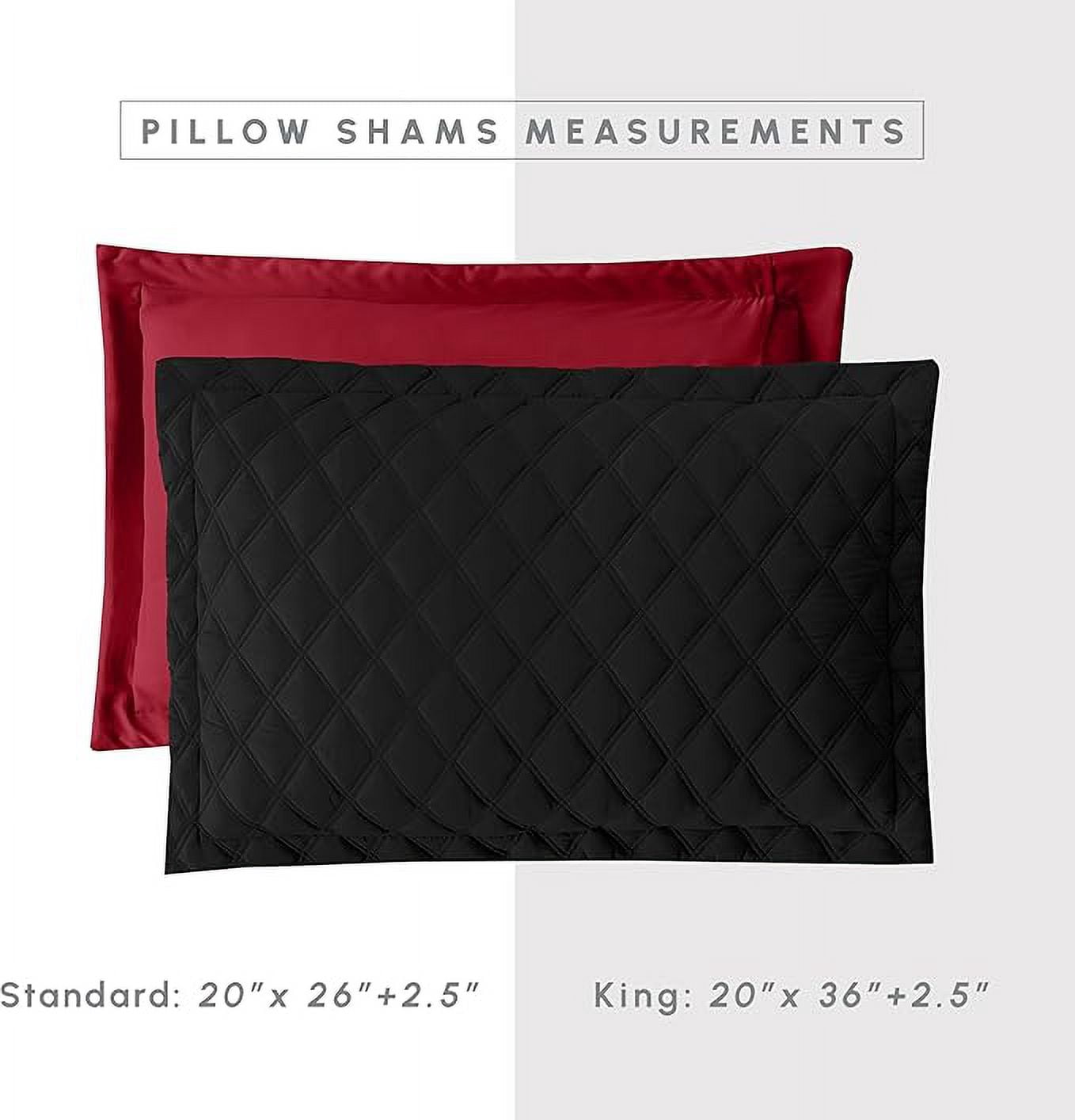 Elegant Comfort 3-Piece Quilted Reversible Bedspread Coverlet Set with Pillow Shams, Exquisite Diamond Stitching All Season Heavy Weight-Ultra Soft Premium Quilt- King, Black/Burgundy