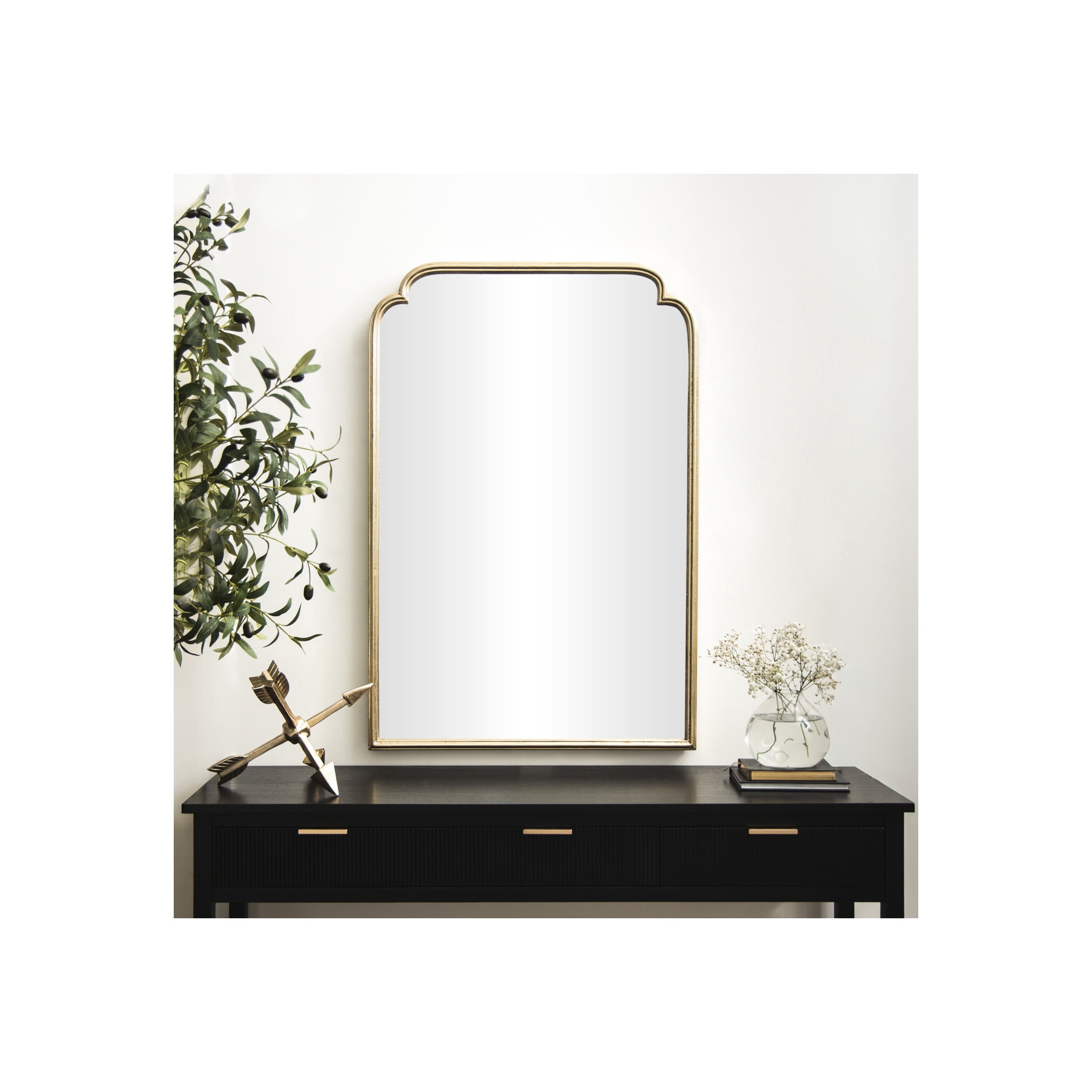 DecMode 24" x 36" Gold Wall Mirror with Thin Frame