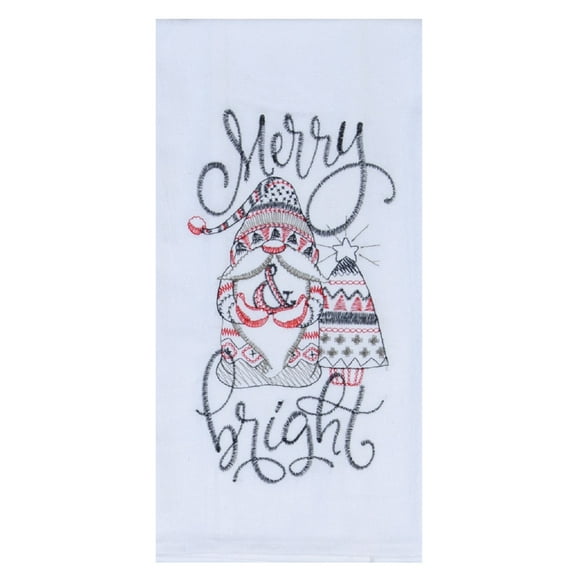 Merry and Bright Nordic Gnome Christmas Holiday Kitchen Flour Sack Towel