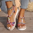 thumbnail image 2 of Rokment Boho Platform Wedge Dress Sandals for Women 2026 Beach Summer Ethnic Colorful Linen Sole Memory Foam Espadrilles High Heels Slingback Sandals E Size 10, 2 of 7