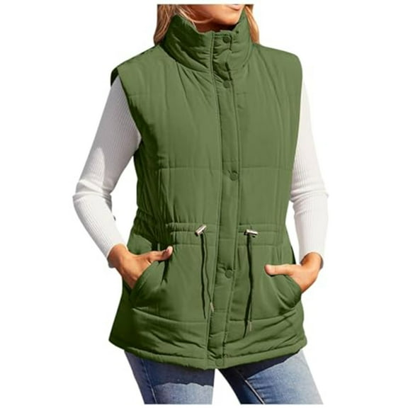 Sevevn Womens Puffer Vest Zip Up Cap Sleeve Jackets Travel Fall Outfits 2025 Fashion Warm Winter Coats With Pockets