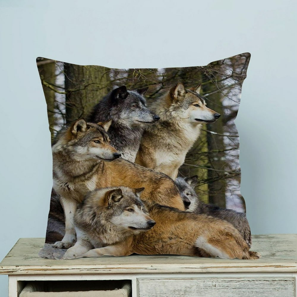 GCKG Wolfs Wild Animal Pillow Case Pillow Cover Pillow Protector Two