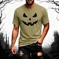 thumbnail image 2 of Men Halloween Jack O Lantern Pumpkin Face Graphic T-Shirt, Crew Neck Short Sleeve Slim Fit Novelty Print Casual Tee for Trick Or Treat Daily Shopping Party Outfit(Grey2,M), 2 of 4