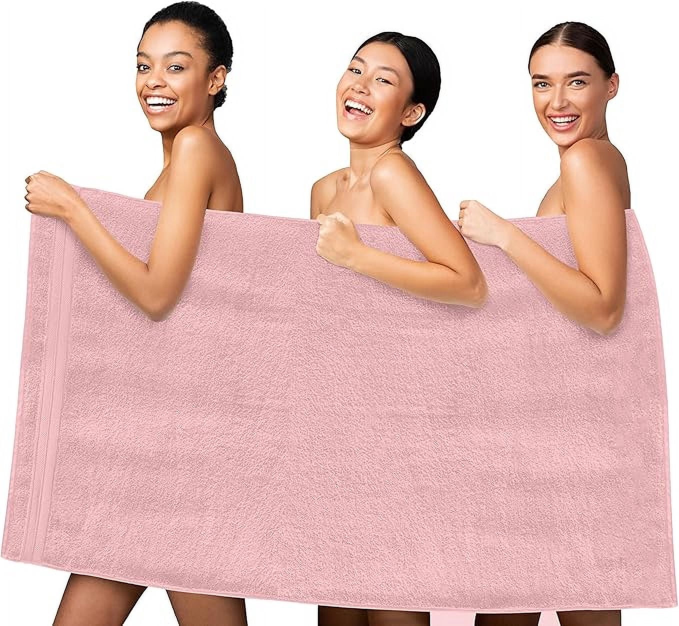 Mocassi Turkish Cotton Jumbo Bath Towel, 1-Piece, 35" x 70", Highly Absorbent - Soft Bathroom Towel, Dusty Rose