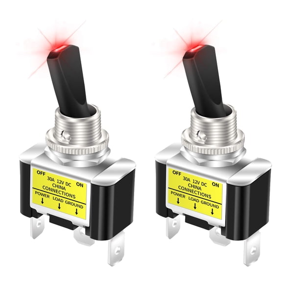 Interruptor DaierTek 30A 12V DC con LED rojo para coche y camión, 2 unidades