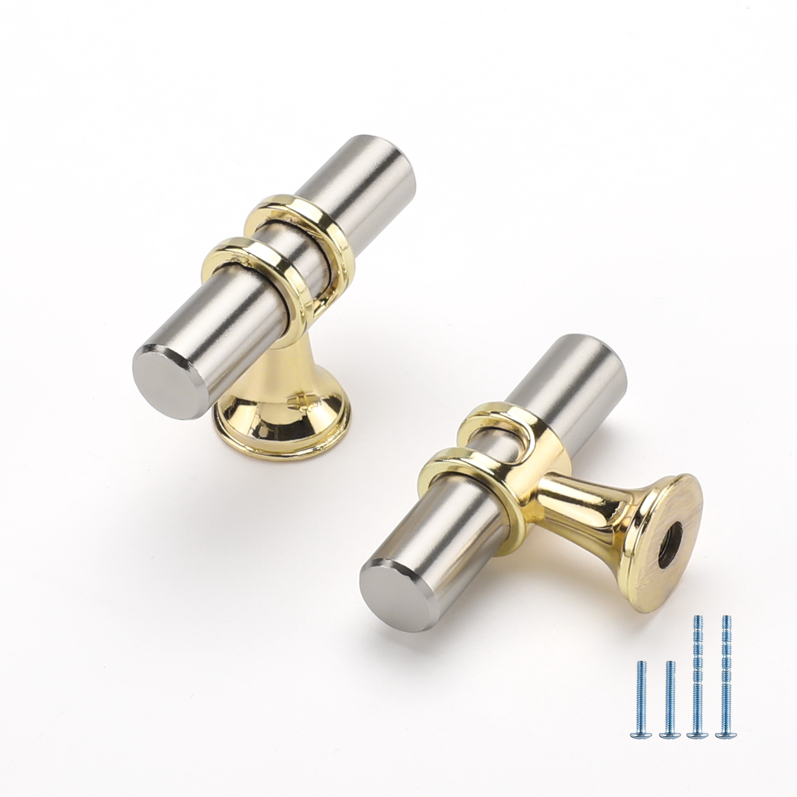 Goldenwarm 10 Pack Round Gold Knobs Satin Brushed Brass Drawer