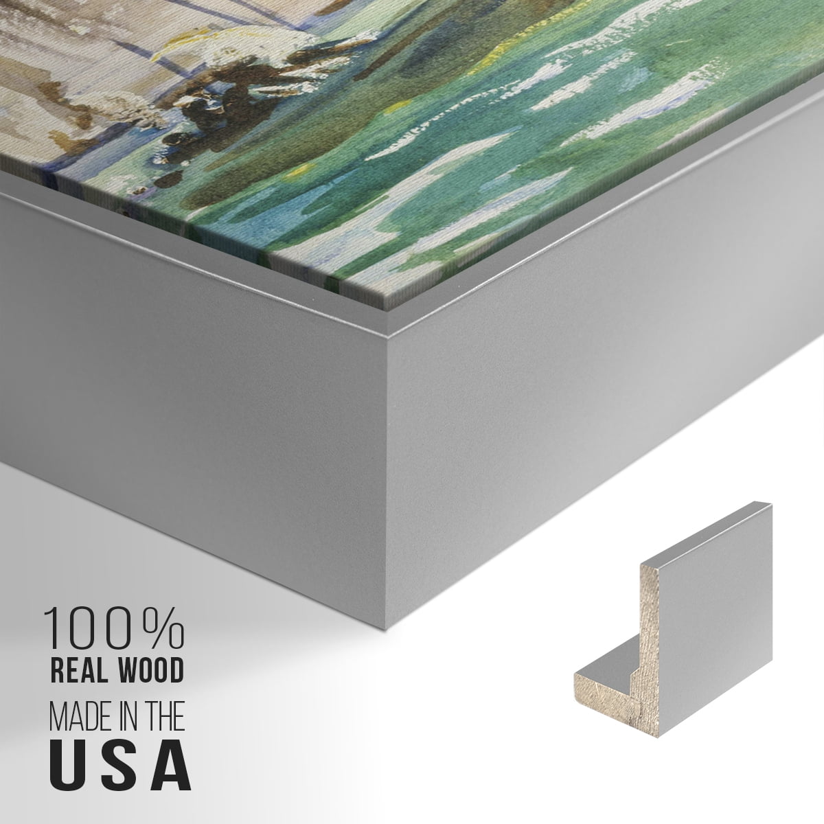 Vintage Landscape-CXLIV By Wexford Home Framed in Silver Wood Gallery Wrapped Canvas 25 in. x 37 in.