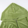 thumbnail image 6 of FASHOFT Zip Up Crop Hoodies for Women Vintage Velvet Hooded Sweatshirt Y2k Slim Fit Full Zip Jacket with Pockets Green L, 6 of 9