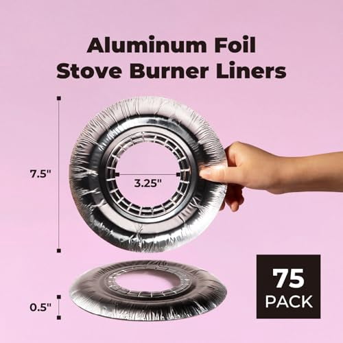 FMP Brands [75 Pack] Aluminum Foil Stove Burner Covers 7.5 Inch - Disposable Round Liner for Kitchen Stovetop, Electric Stoves Bib Liners, Cooktop Replacement Guard, and Gas Range Protectors