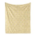 thumbnail image 1 of Yellow and White Soft Flannel Fleece Blanket, Ornate Floral Pattern with Swirls Curls Symmetrical Overlap Motifs, Cozy Plush for Indoor and Outdoor Use, 50" x 60", Pale Yellow White, by Ambesonne, 1 of 6