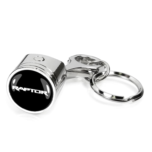 iPick Image for Ford F-150 Raptor Chrome Finish Engine Piston and Rod Metal Key Chain, Official Licensed
