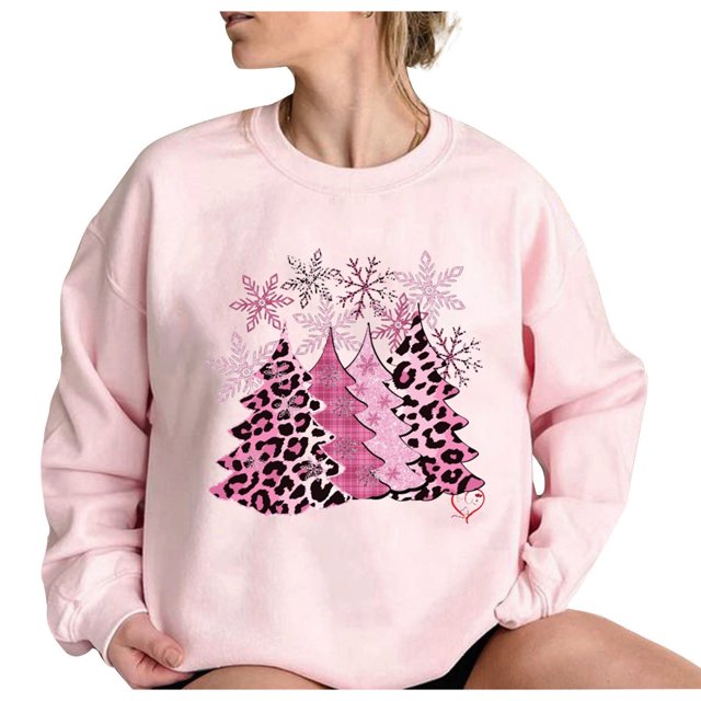 Pisexur Chandails en Molleton de Noël à Col Rond, Chandails en Molleton de Noël Laids pour Femmes, Chandails en Molleton Graphiques avec Arbre de Noël, Chandails en Molleton à Capuche Décontractés à Manches Longues