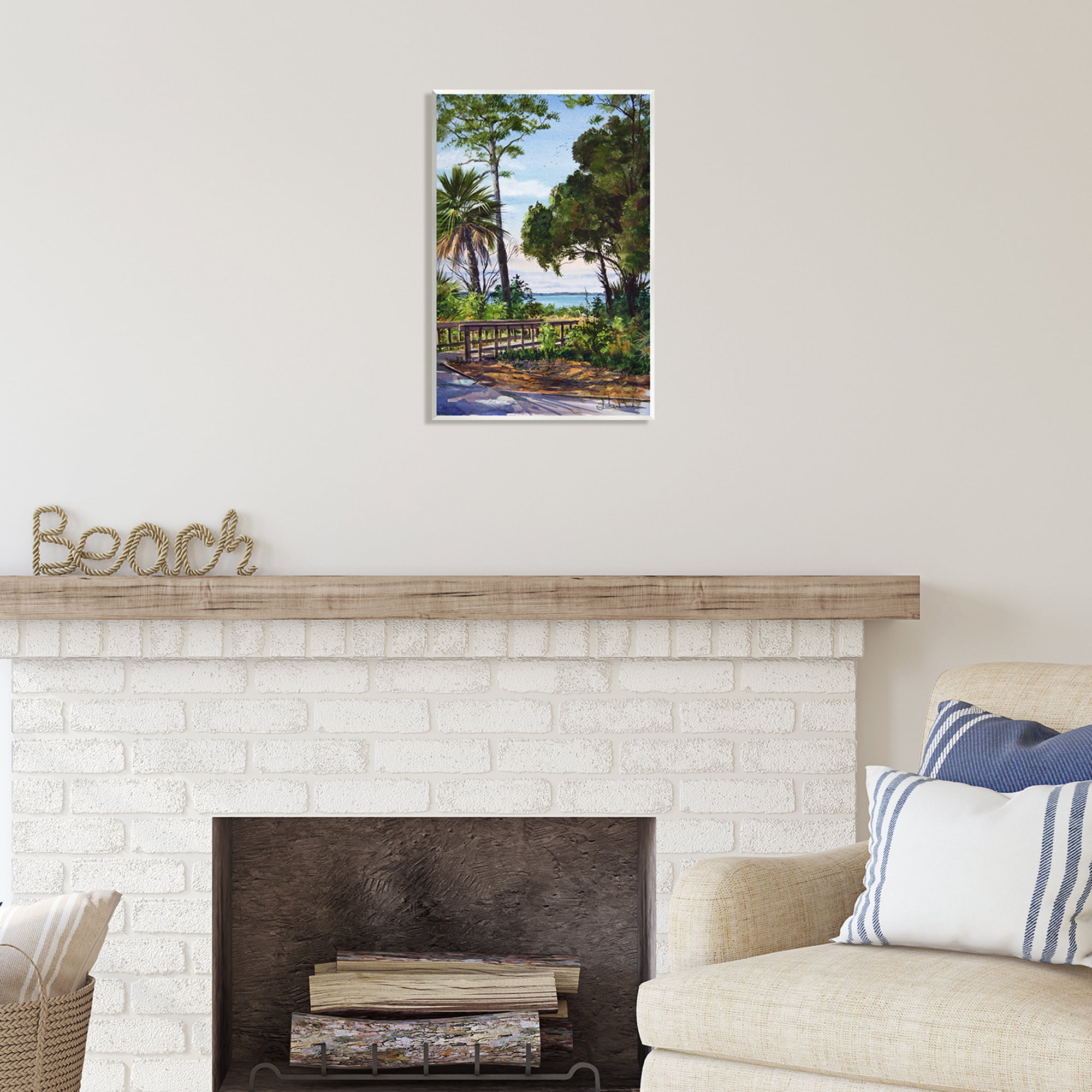 Stupell Industries Tropical Boardwalk Landscape Nature Painting Unframed Art Print Wall Art, 13 x 19