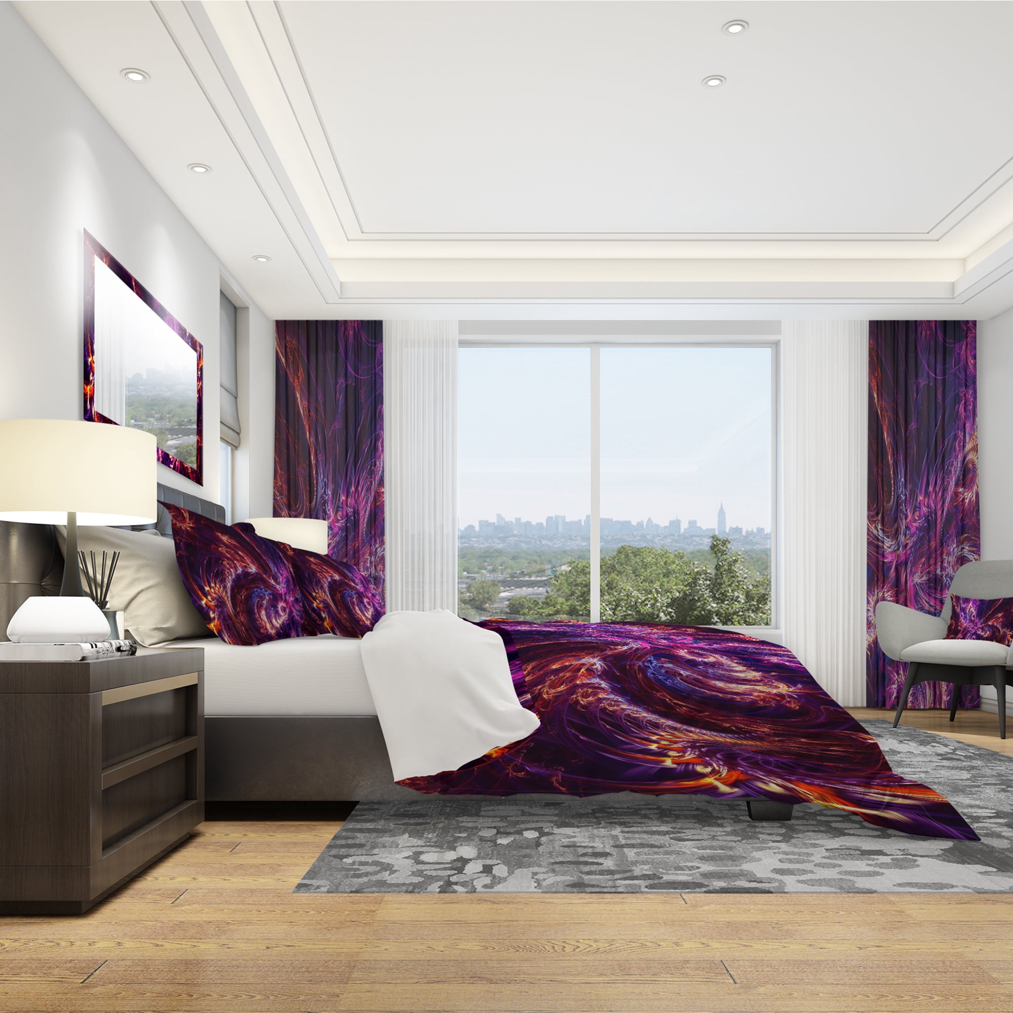 Designart 'Abstract Tidal Wave At Night' Modern & Contemporary Duvet Cover Set