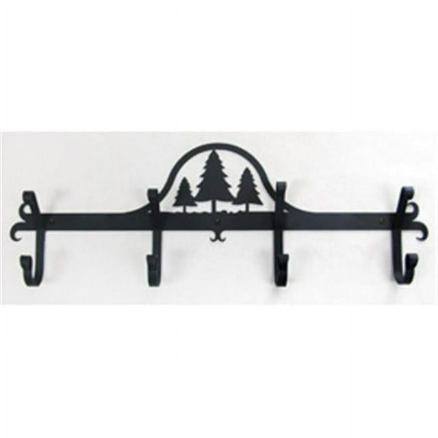 Village Wrought Iron CB-20 Wall Mounted Wrought Iron Coat Rack-Hooks - Pine Trees
