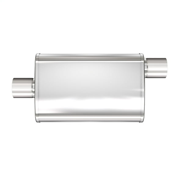 MagnaFlow Performance Muffler 13216-2.5/2.5 Inlet/Outlet - Offset/Center Configuration - 4 x 9 x 14 Oval Body Shape - XL Multi-Chamber Stainless Steel Series