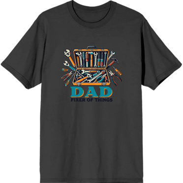 Dad Fixer Of Things
 Adult Charcoal Crew Neck Short Sleeve Tee-Large