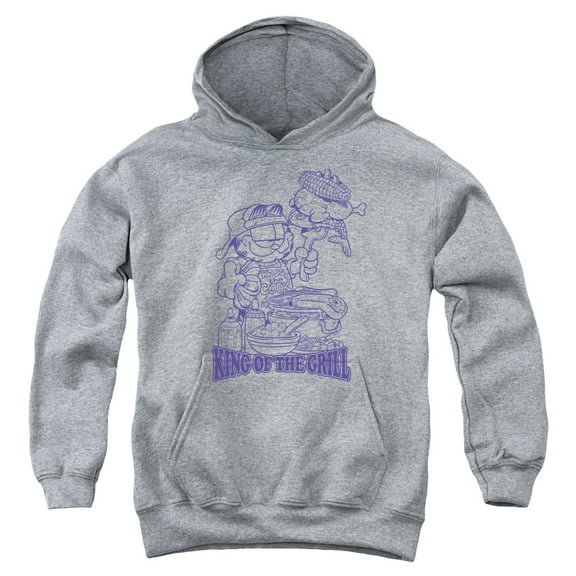 Garfield King Of The Grill Youth Pullover Hoodie Sweatshirt Heather