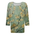 thumbnail image 5 of Womens 3/4 Sleeve Tops Square Neck Summer Shirts Blouses Buttons Pleated Floral Print Plus Size Tunic Tops Clearance, 5 of 5