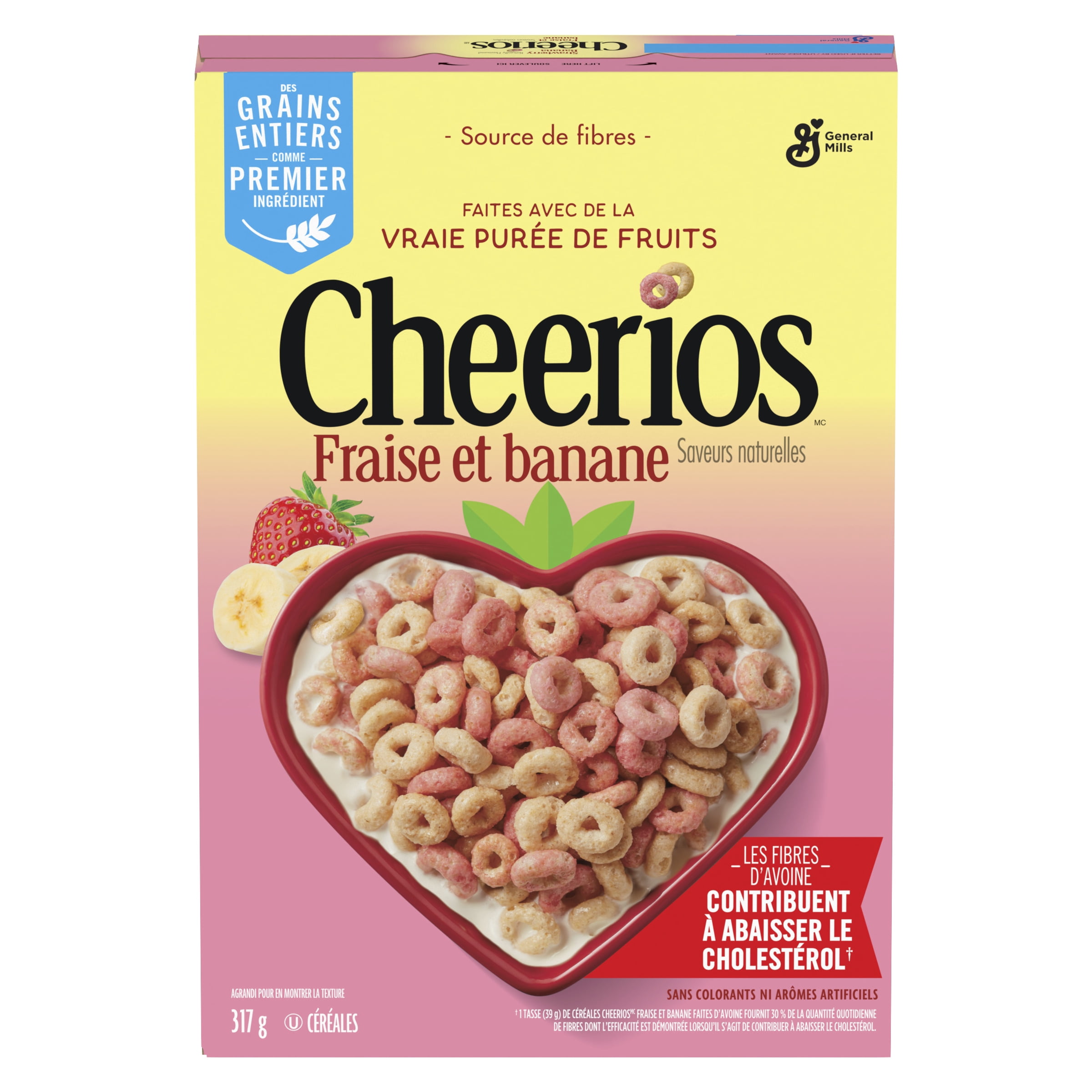 Cheerios Strawberry Banana Breakfast Cereal,  Whole Grains, 317 g