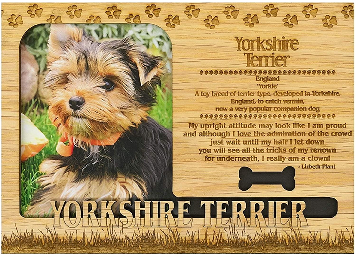 Yorkshire Terrier Engraved Wood Picture Frame Magnet