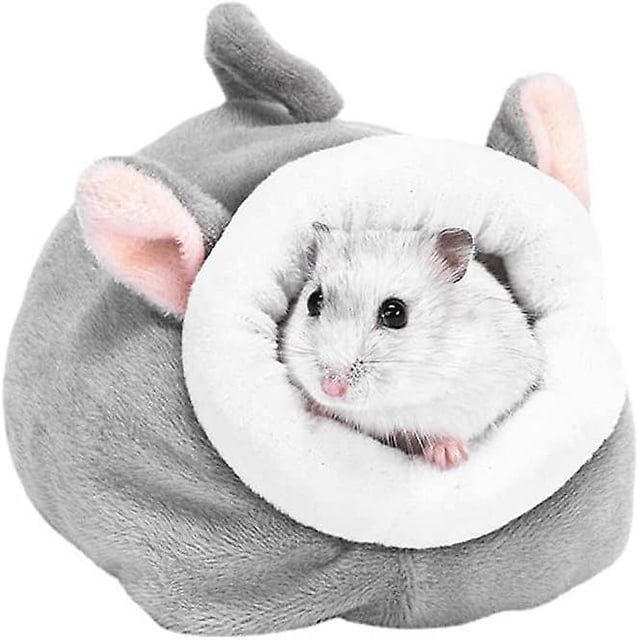 Mini cama para hámster, forma de animal de dibujos animados, cama cálida para animales pequeños, erizo, ratón, rata, hámster enano, jerbo, gris Rojo Verde Cocina, Decoración y Otros