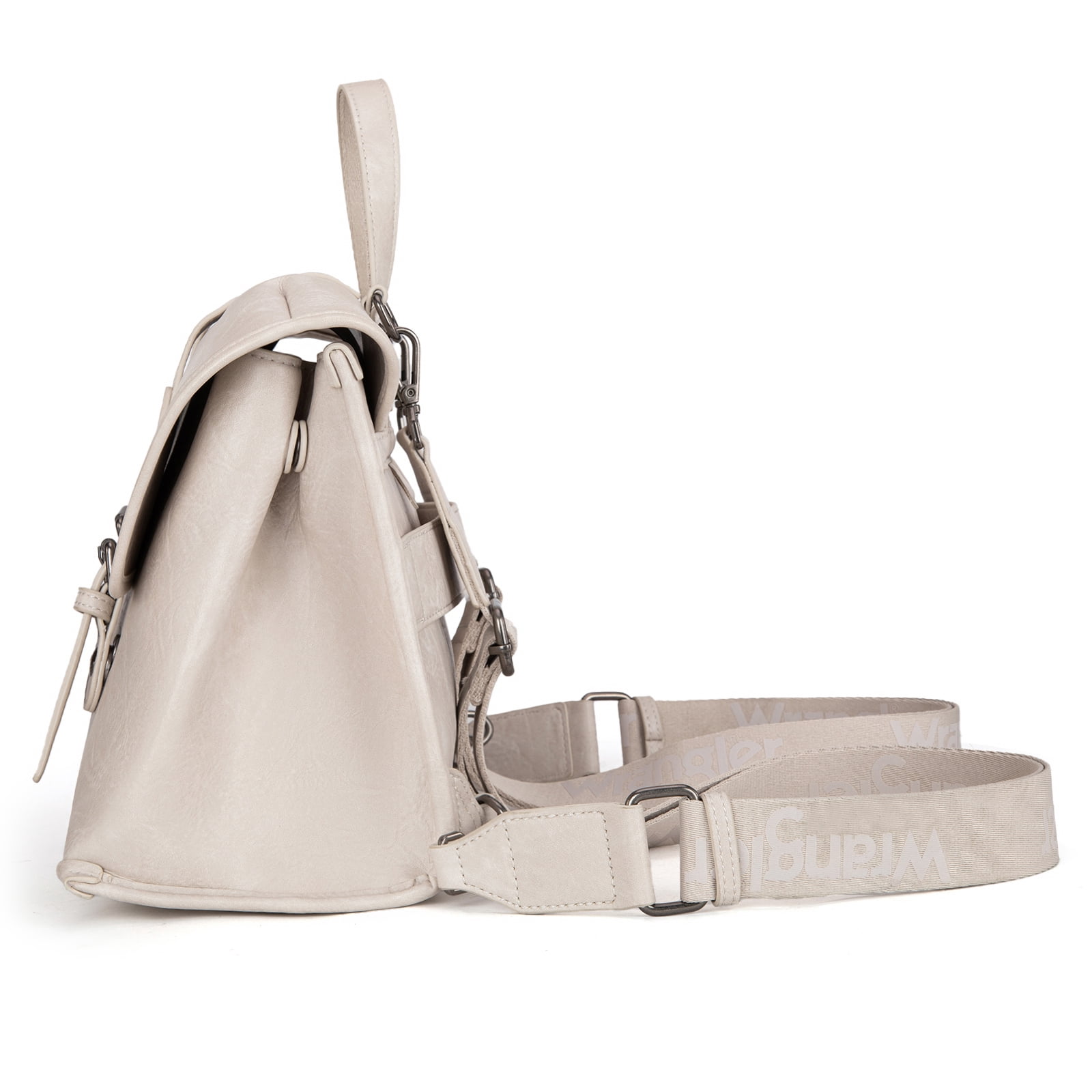 Wrangler Backpack Purse for Women Vegan Leather Fashion Anti Theft Convertible Backpack with Adjustable Strap, Beige