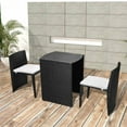 thumbnail image 1 of vidaXL 3 Piece Bistro Set with Cushions Poly Rattan Black, 1 of 5