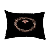 Simply Daisy, 14" x 20" Natural Wreath Black Holiday Print Decorative Outdoor Throw Pillow