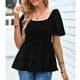 thumbnail image 2 of Mujer Manga Corta Top Patrones De Flores Dobladillo Con Volantes Busto Fruncido Elástico Camiseta De Verano Negro L, 2 of 6