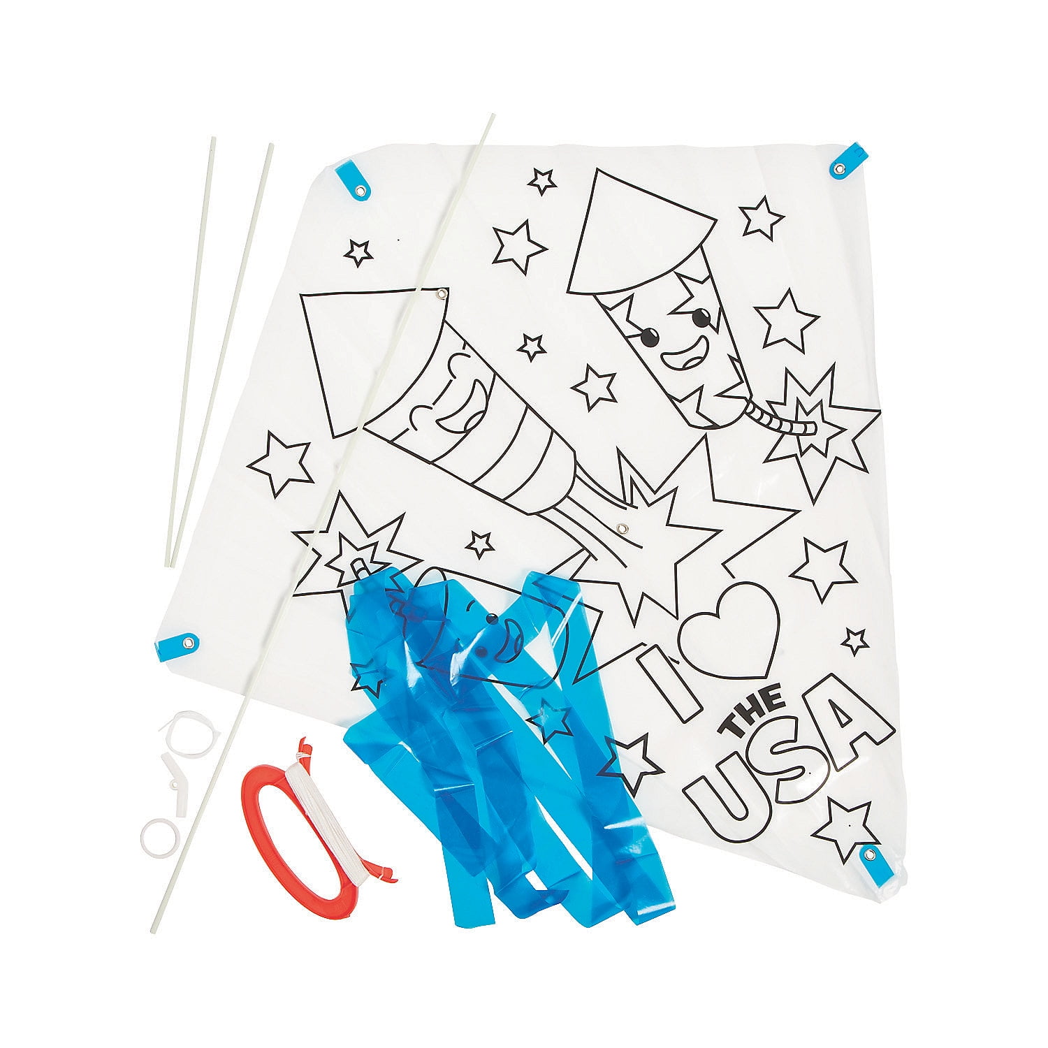 Color Your Own Patriotic Kites, Craft Kits, Fourth of July, 12 Pieces