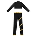 thumbnail image 4 of JanJean Kids Girls Dance Sports Tracksuit Long Sleeve Mock Neck Crop Top with Skating Pants Gymnastic Gold 14, 4 of 5