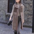 thumbnail image 6 of Lovskoo Womens 2025 Fall Vests Padded Coat Sleeveless Fleece Jacket Zip Up Hoodie Pockets Long Warm Winter Coat Outerwear Coffee, 6 of 8