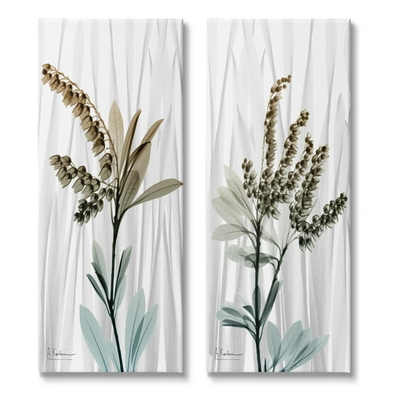 Stupell Industries Modern Snowdrops Flowers Botanical & Floral Painting Gallery Wrapped Canvas Print Wall Art, 10 x 24, Set of 2