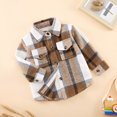 thumbnail image 3 of Usaibhir Toddler Baby Boy Girl Shirt Flanne Jacket Plaid Long Sleeve Button Down Shirt Kids Fall Winter Shacket Kids Coat, 3 of 12